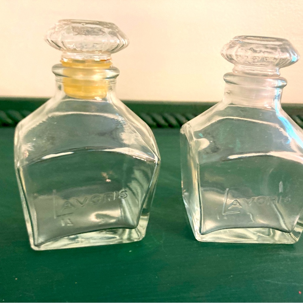 Vintage Lavoris glass bottles with stoppers